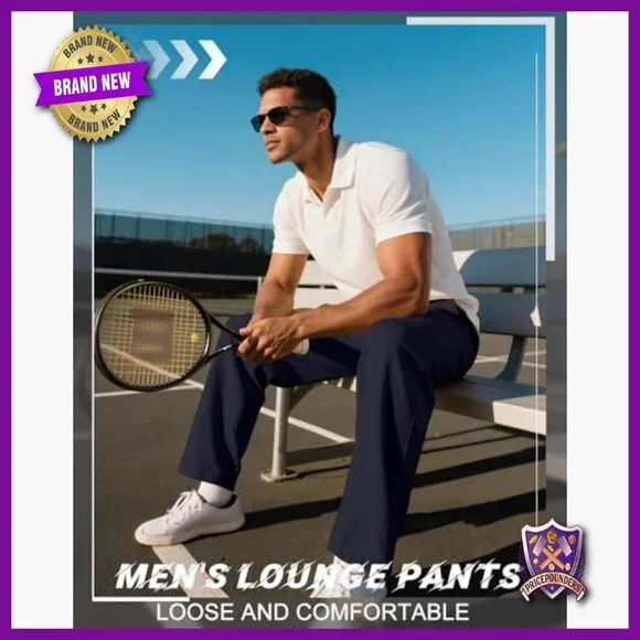 4 Pack Men's Sweatpants Joggers with Pockets Open Bottom Gym Athletic Pants
